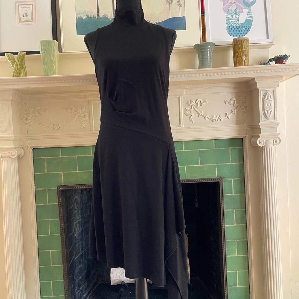 White House Black Market size 6 asymmetric hem, high neck dress